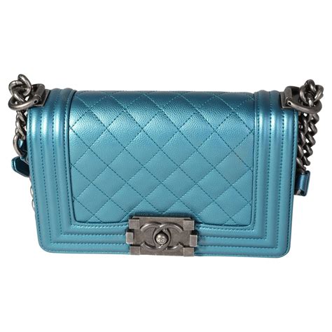 baby blue chanel handbag|Chanel boy bag with handle.